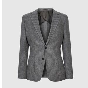 Reiss Charcoal Pinstripe Blazer -  Figaro Pinstripe Wool Flannel Blazer